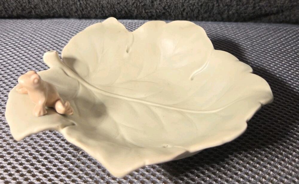 Vntg Fitz And Floyd Trinket Dish Leaf W/frog 1973